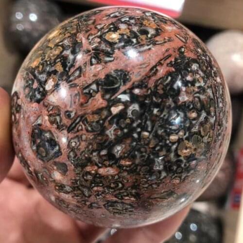 Natural Mineral Crystal Ball, Leopard print, Home, Room, Office Decoration And Energy Healing Quartz Stone, Gift For Friends