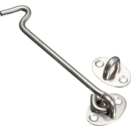 Stainless Steel Heavy Duty Cabin Hook and Eye Lock for Shed, Gate or Garage Door (200 mm/8 inch)