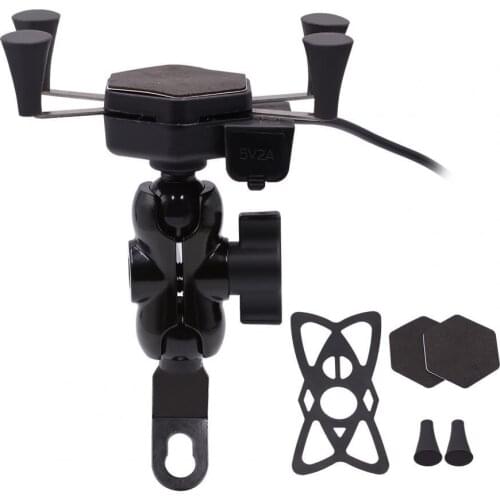 Universal 360 Degree Rotation Motorcycle Mobile Phone Bracket with USB Charger