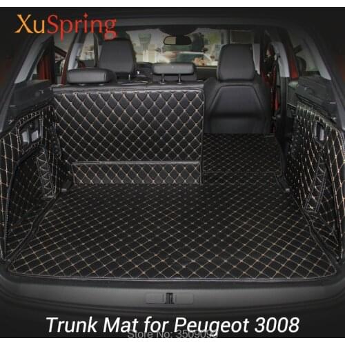 For Peugeot 3008 2016-2021 Rear Tail Car Trunk Mat Durable Boot Carpets Cargo Liner Cover Protective Car Styling