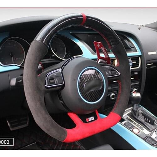 For Audi A4L Q5 A6L A5 A3 Q7 A8L Real Alcantara suede hand-sewn steering wheel cover Auto interior car accessories
