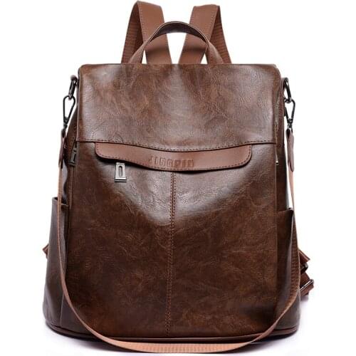 Women PU Leather Anti-theft Backpacks High Quality Vintage Female Shoulder Bag Sac A Dos School Bags for Girls Bagpack Ladies