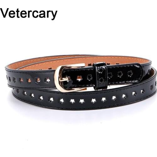 New design flowers PU leather jeans belts for Women Hollow pressed flower luxury strap belt female gold pin buckle blue students