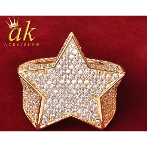 Baguette Zircon Women Star Ring Gold Color Charm Rings Fashion Beautiful Jewelry Adjustable