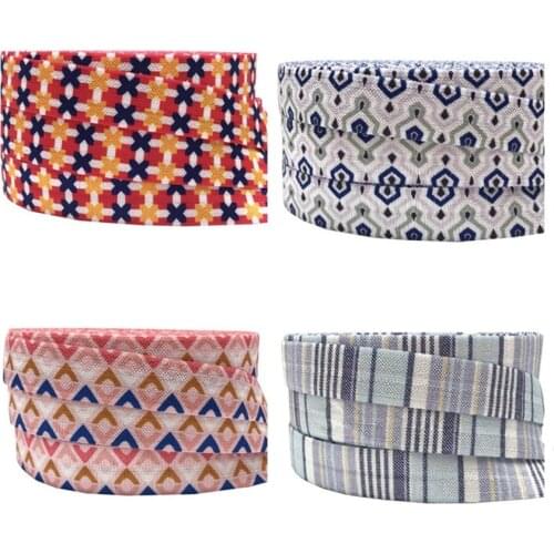 10yard 5/8'' aztec stripe printed fold over elastic hair ties elastic hair accessories ribbon elastic ponytail holders