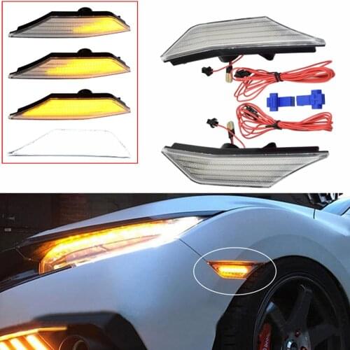 2pcs Double Color LED Switchback Side Marker Turn Signal Light Lamp Fit For Honda Civic 33800TBAA02 33850TBAA02 HO2550127