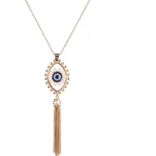 2020 New Evil Eye Pendant Tassel Necklace Women