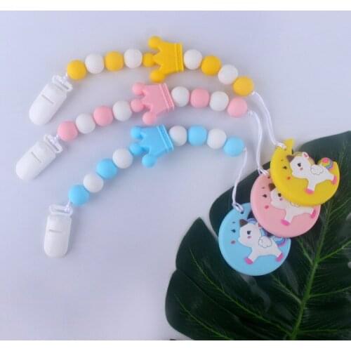 2021 New Baby Cute Pacifier Clips Newborn Accessories Personalised Pacifier Chain Infant Cartoon Silicone Teether Cadena Chupete