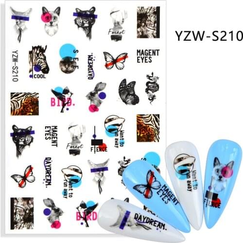 Animal Cat Horse Bird adhesive 3d nail sticker foil nails art decoration cute cartoon designs nail decals manicure supplies tool
