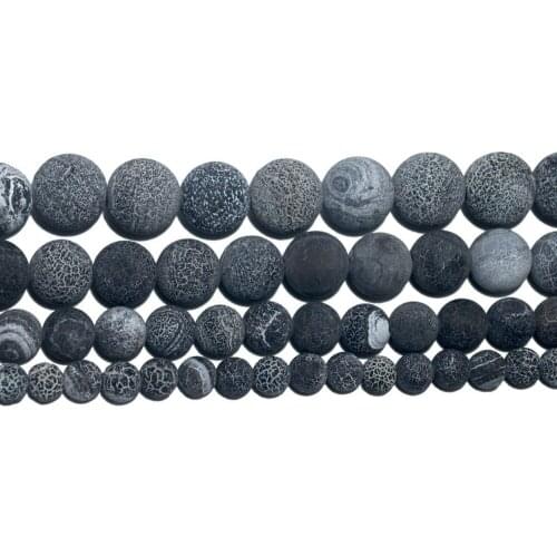 4/6/8/10/12mm Round Black Weathered Stone Beads Loose Beads For Jewelry Making Charm Bracelet Necklace Handmade DIY