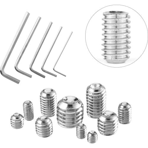 400 Pcs Grub Screws Set M3\4\5\6\8 Stainless Steel Hex Grub Screw Cone Point Set Screw Allen key Screw with Key Wrench in PP Box