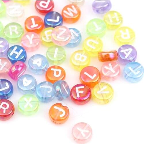 DoreenBeads Acrylic Beads Flat Round At Random Capital Letter Heart Number Pattern DIY Making Jewelry About 7mm Dia., 500PCs