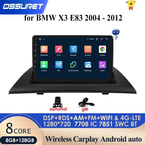 4G 64G AI Voice 2 Din Android 10 CarPlay Car Radio Multimedia Player For BMW X3 E83 2004-2012 Auto GPS 2din autoradio Stereo RDS