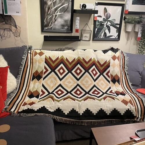 Bohemian Knitted Throw Thread Blanket on the Bed Sofa geometry Soft Towel Bed Ethnic Tapestry Bedspread Tablecloth Picnic rug
