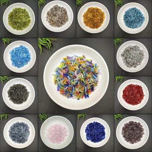 200pcs 2x6mm Long Tube Silver Bugle Beads Spiral Multi-color Czech Glass Seed Spacer Beads For Diy Jewelry Making Accessories