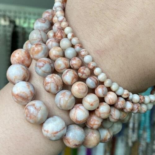 Red Natural Web Rhodonite Stone Beads Round Loose Spacer Beads For Jewelry Making Diy Bracelet Necklace Charm 4 6 8 10 12mm 15