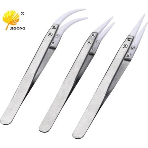 Ceramic Tweezers Heat Resistant Non Conductive Stainless Steel Body Multifunction Hand Tools Kits