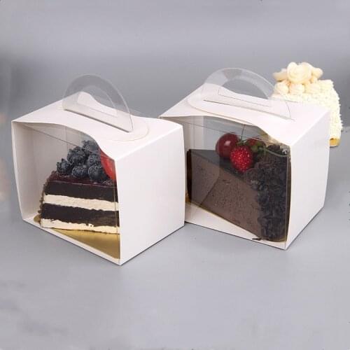 50pcs/Set Transparent White Melaleuca Cut Pieces Cake Box Mousse Pastry Takeaway Box Portable Gift Packaging Box Party Supplies