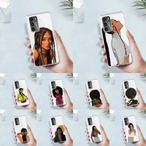 Black braids girl fashion Phone Case Transparent For Huawei MATE P 40 30 20 10 pro plus lite X 5G Soft TPU Clear Mobile bags