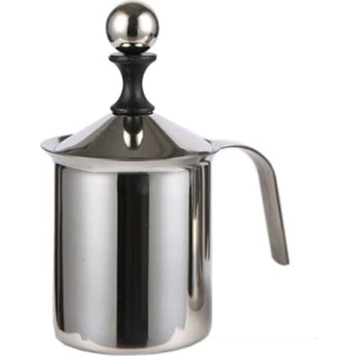MICCK 400ML Milk Foamer Stainless Steel Double Mesh Japanese-style Hand Beat Milk Pitcher Milk Creamer Coffee Set