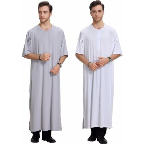Muslim Jubba Thobe Islamic Abaya Jilbab Moslem Robe Loose Mens Clothing Suit Shirt Pants Style Middle East Kaftan Dubai Arab