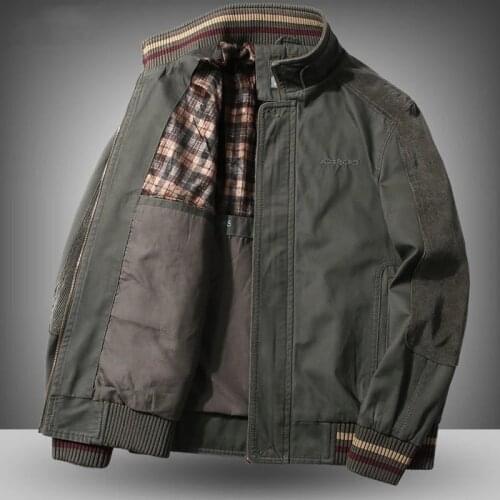 2021 Mens Military Bomber Jackets Men Autumn Winter Casual Zipper Pilot Jacket Stand Collar Vintage Denim Jacket 100% Cotton