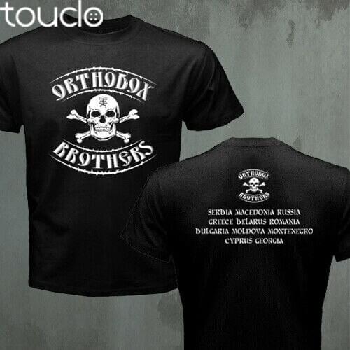 New Russian Orthodox Church Christian Orthodox Brothers Skull Logo T-shirt double sized