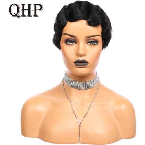 Pixie Cut Wig Short Finger Wave Wigs Short Bob Wigs For Woman 6 inches Brazilian Remy Short Human Hair Wigs