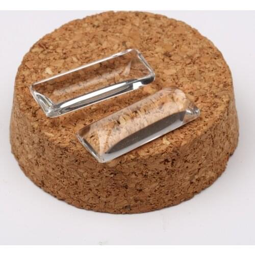 Reidgaller 50pcs 10x25mm flatback rectangle transparent clear glass cabochons for pendant bracelet making