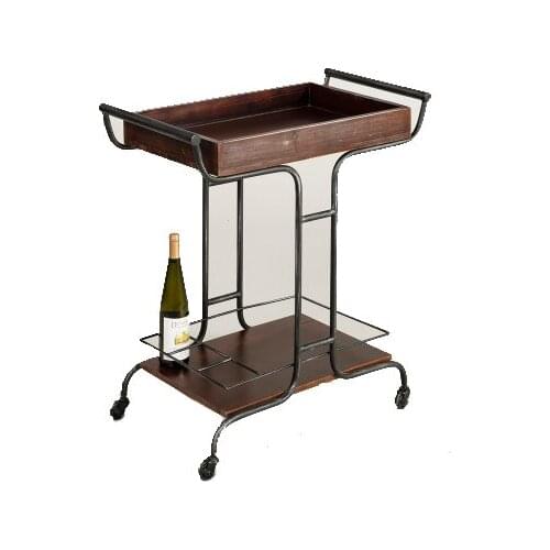 Recommended American Retro Iron Art Dining Car Solid Wood Trolley Hotel Restaurant and Cafe Mobile Sideboard Wine Rack