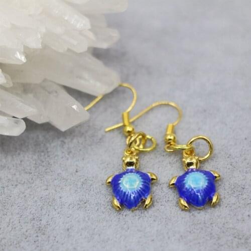 Gold-color cloisonne enamel 12*17mm tortoise shape dangle earrings for women eardrop new fashion unique design jewelry B3009