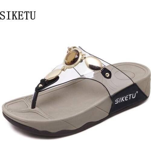 SIKETU Woman slippers 2017 Summer Women Fashion Sandals Female Flip Flops Thin Heels Shoes Casual comfortable slippers size 41