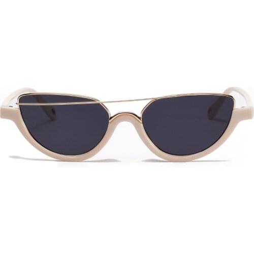 Cats eye 2021 popular half-frame half-metal leopard print sunglasses women retro glasses uv400