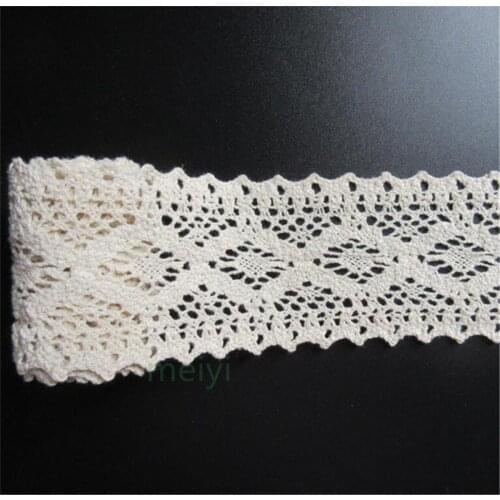 1 Yard 6cm Beige Polyester Flower Lace Trim Ribbon Fabric Embroidered Applique Sewing Craft Crochet Wedding Dress Clothes Gift