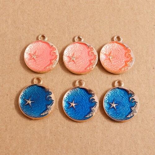 10pcs 22*26mm Enamel Moon Star Charms for Making Drop Earrings Pendants Necklaces Bracelets Handmade Jewelry Finding Accessories