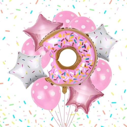 10pcs Dot Latex Balloons Donut Foil Aluminum Film Balloon Baby Shower Kids Birthday Party Decorations Globos Babyshower