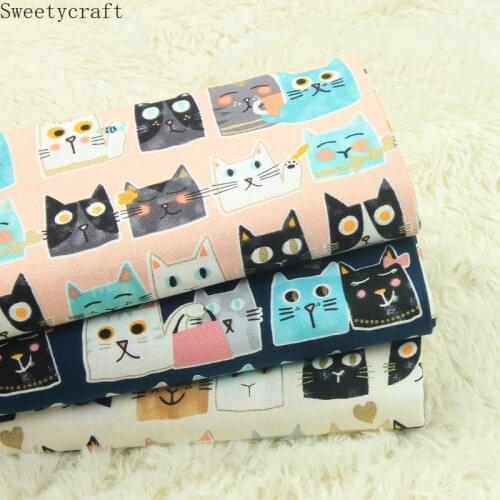 110x45cm 100% cotton fabric tissues for DIY patchwork, baby Doll dress bedding bag material Cat patterns curtains table cloth