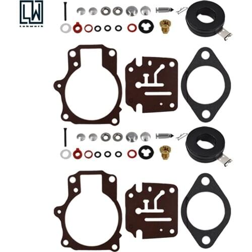 2 Carburetor Carb Rebuild Kit w Float For Johnson Evinrude 50 55 60 HP
