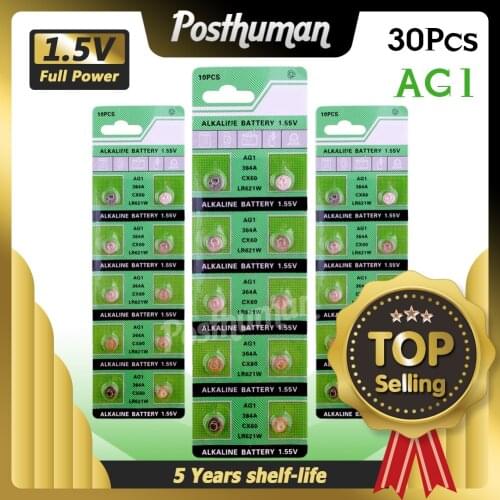 30Pcs AG1 AG 1 Watch Clock Battery Pilas LR621 LR 621 LR621W SR621SW SR621 1.55V Button Coin Cell Batteries
