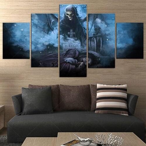5 pcs Home Decor Canvas Painting skull terror Wall Art Picture Canvas Prints poster Modern Wall Pictures for Living Room framed