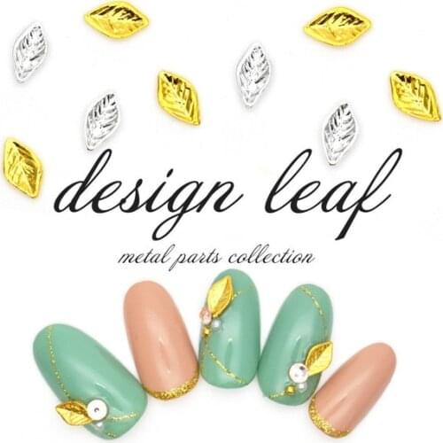 50pcs/pack Japan Korea Nail Art Alloy Design Leaf Golden Silver Metal Jewellry Accessories Collection for Women Nail DIY
