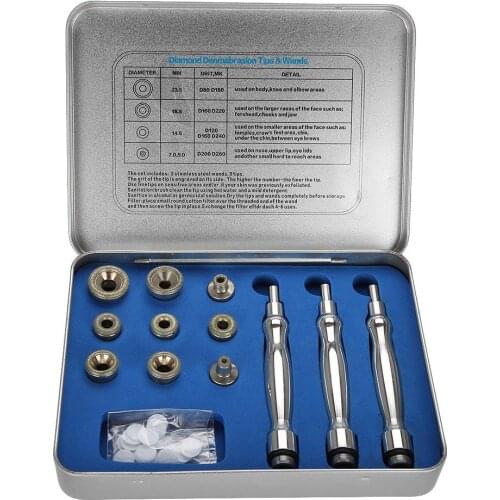 9 Tips 3 Wands Diamond Dermabrasion Accessory Tips Diamond Wands Cotton Filter Skin Peel Microdermabrasion Facial Care