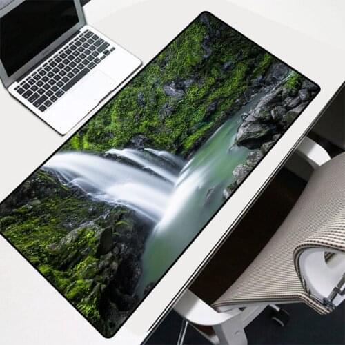 Mairuige Large Mouse Pad Landscape Waterfall Pattern Mouse Pad Black with Lock Laptop Office Game Accessories Mouse Pad