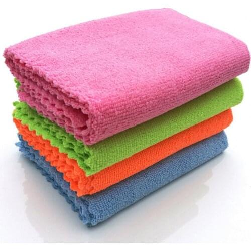 Microfiber Cleaning Cloth Wiping Good Water Absorption Solid Color 35cm Detailing Drying Towel for Car
