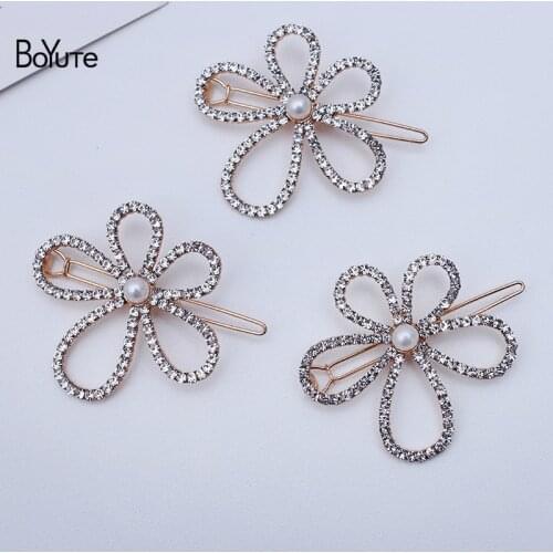 BoYuTe (10 Pieces/Lot) 47*50MM Crystal Rhinestone Flower Hairpin Hair Jewelry Factory Wholesale Fashion Hair Clips for Women