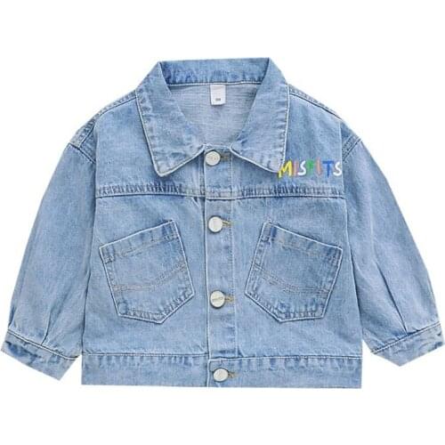 Denim Jackets for Girls Baby Spring Autumn 2021 New Fashion Letter Cute Outwear Clothing Kids for Girl Children Denim Coat 2-6y