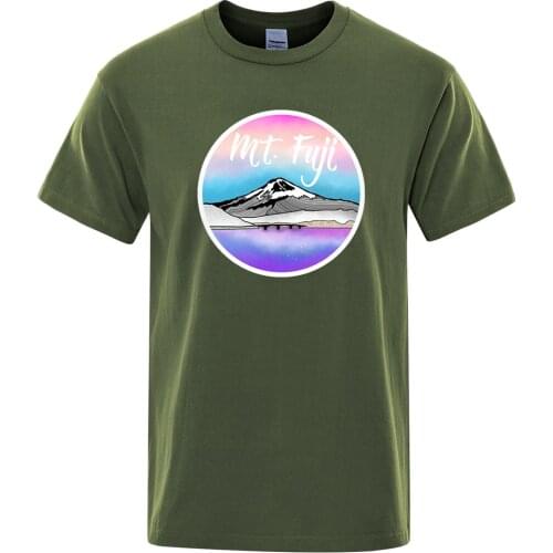 Mount Fiji Japan Harajuku Style Print Tops Men Vintage Crewneck Tee Shirt Summer Breathable T-Shirt Loose Oversized Man Tshirt