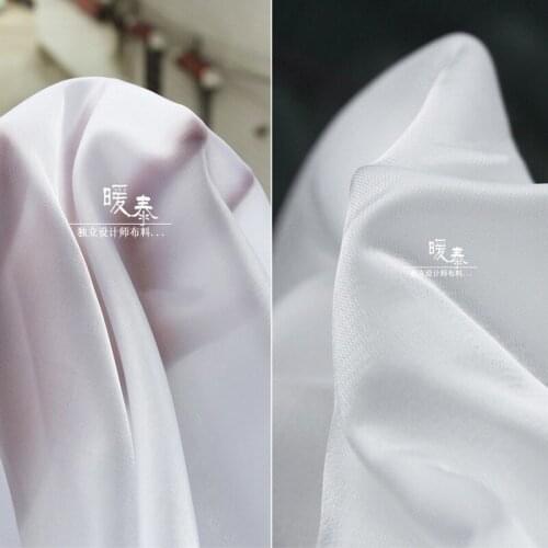 Imitation Satin Silk Fabric Pure White DIY Background Decor Kungfu Hanfu Suit Cheongsam Skirt Shirt Dress Designer Fabric