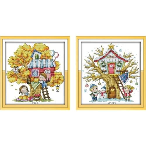 Joy Sunday Chinese Cross Stitch Patterns 11CT 14CT Cross Stitch Kit Embroidery Kit Needlework Set DMC Printed Fabric Home Decor