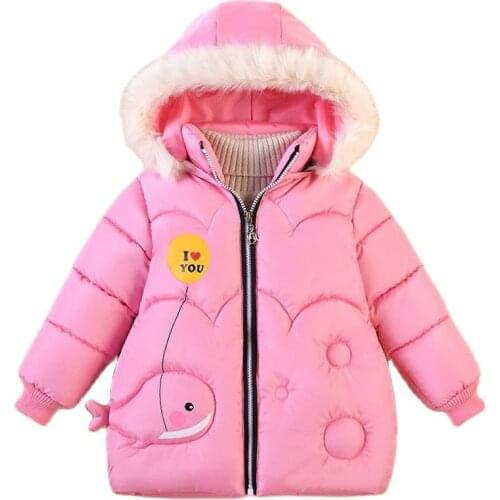 Winter Children‘s Coat for Girls Cotton Jackets 2021 Fashion New Cartoon Hooded Thick Warm Overcoat Baby Girls Parkas Outerwear